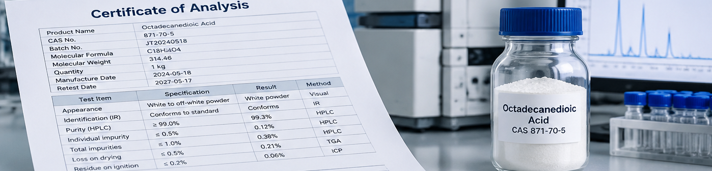 Octadecanedioic Acid batch COA and quality specification review