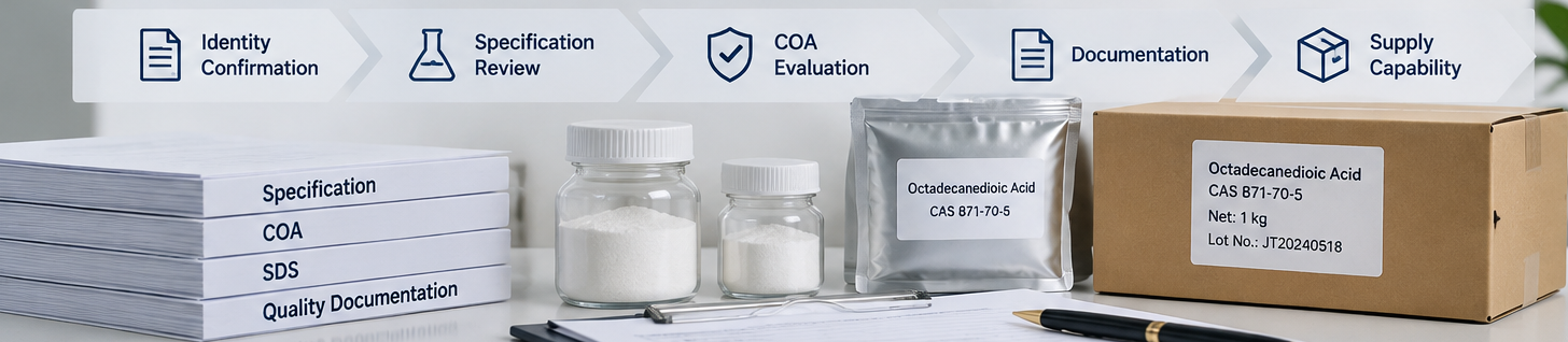 Octadecanedioic Acid supplier evaluation for R&D and manufacturing projects