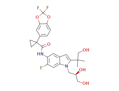 (R)-1-(2,2-difluorobenzo[d][1,3]dioxol-5-yl)-N-(1-(2,3-dihydroxypropyl)-6-fluoro-2-(1-hydroxy-2-methylpropan-2-yl)-1H-indol-5-yl)cyclopropanecarboxamide